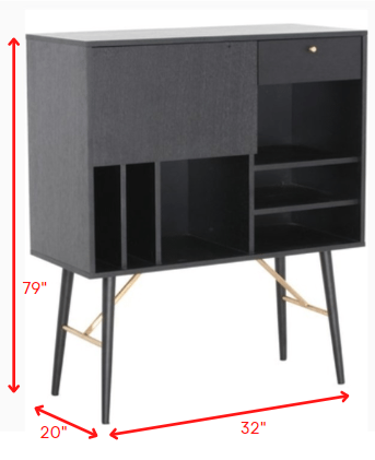 32' Black Mdf And Glass Buffet By Homeroots | Sideboards | Modishstore - 2