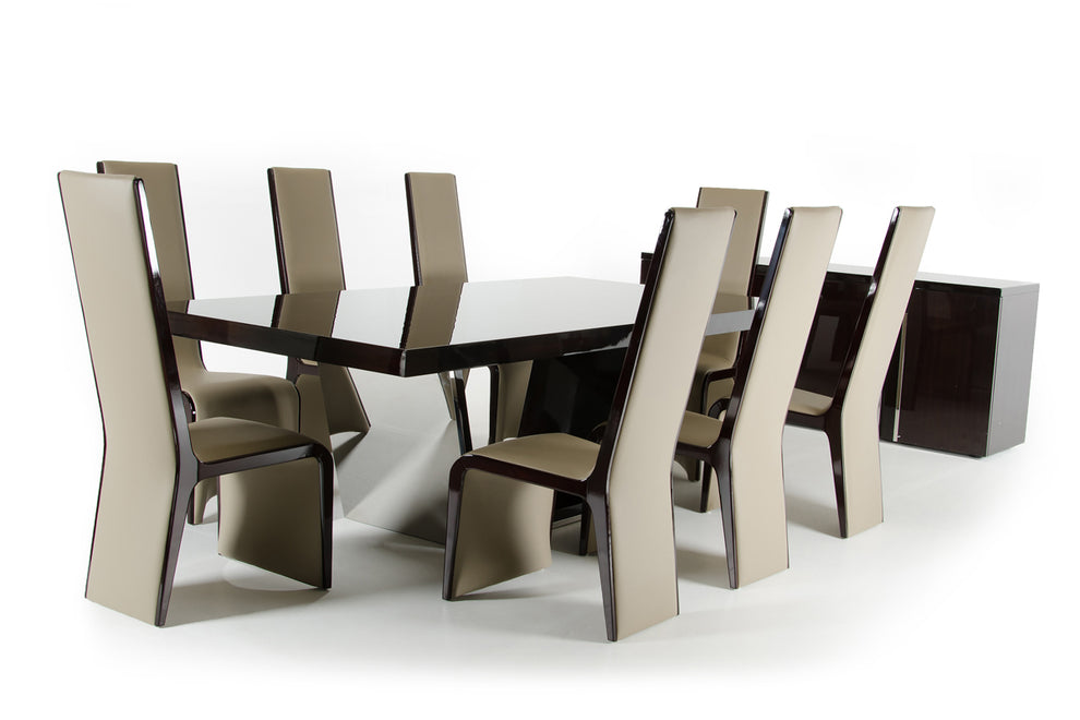 30' Ebony High Gloss Mdf And Steel Dining Table By Homeroots | Dining Tables | Modishstore - 3