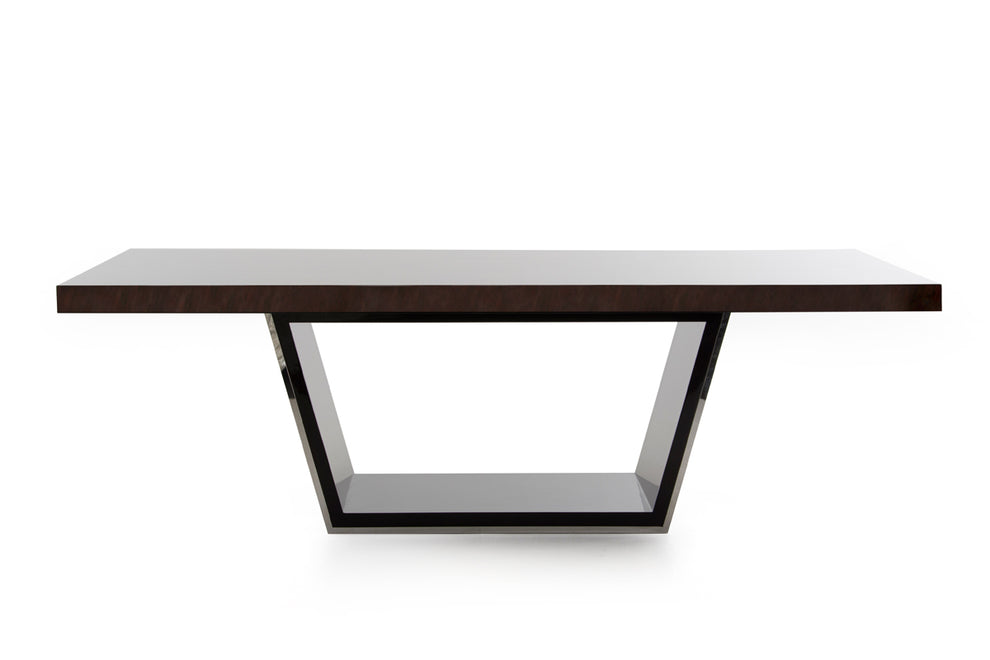 30' Ebony High Gloss Mdf And Steel Dining Table By Homeroots | Dining Tables | Modishstore - 5