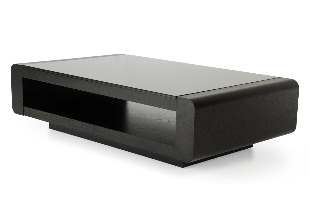 13" Black Oak Veneer and Glass Coffee Table By Homeroots | Coffee Tables | Modishstore