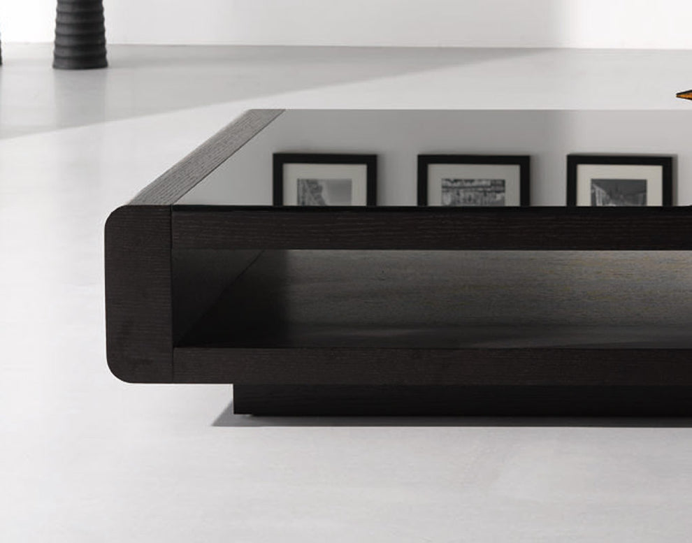 13" Black Oak Veneer and Glass Coffee Table By Homeroots | Coffee Tables | Modishstore - 2