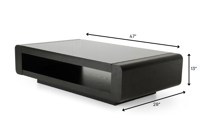 13" Black Oak Veneer and Glass Coffee Table By Homeroots | Coffee Tables | Modishstore - 6