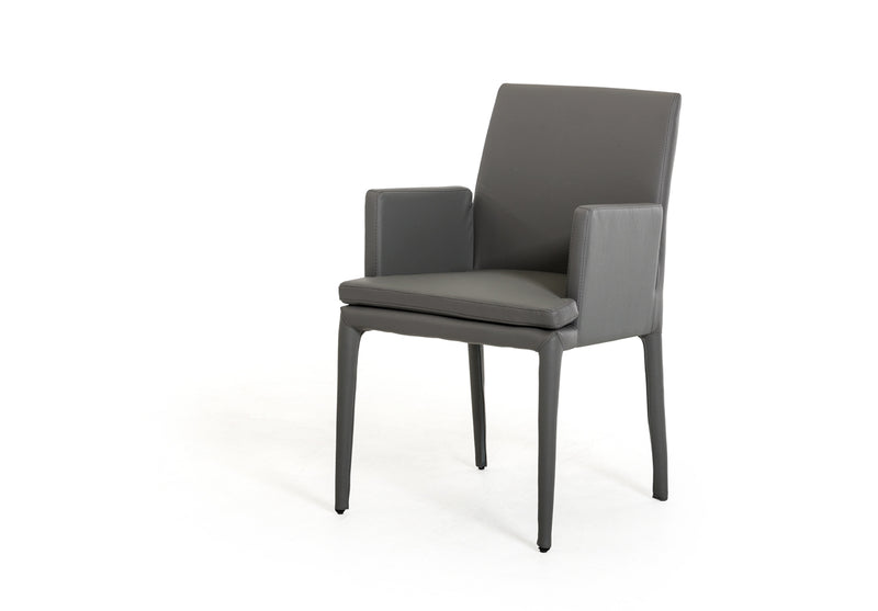 34' Grey Leatherette And Metal Dining Chair By Homeroots | Dining Chairs | Modishstore