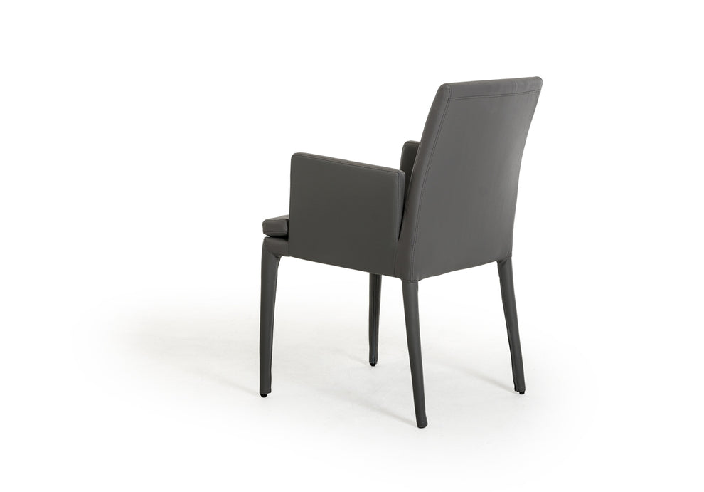 34' Grey Leatherette And Metal Dining Chair By Homeroots | Dining Chairs | Modishstore - 2