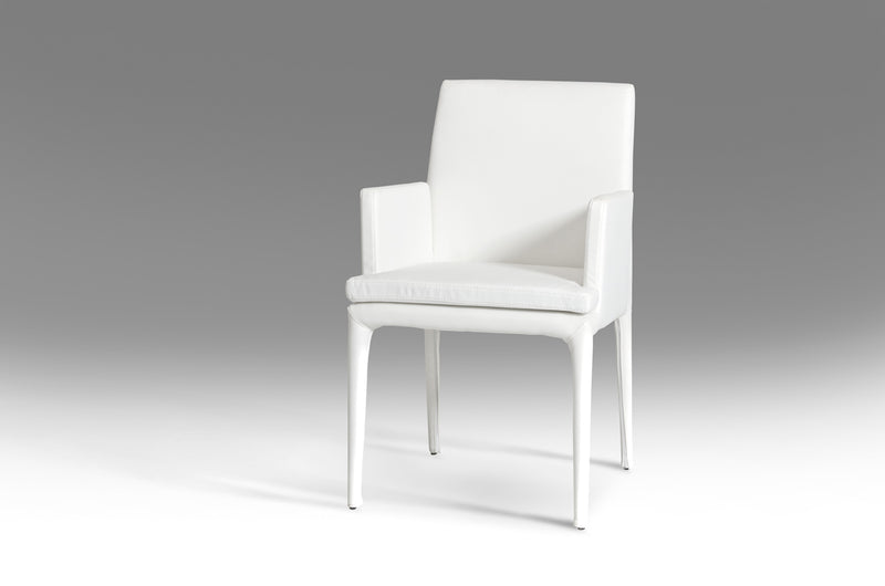 34' White Leatherette And Metal Dining Chair By Homeroots | Dining Chairs | Modishstore