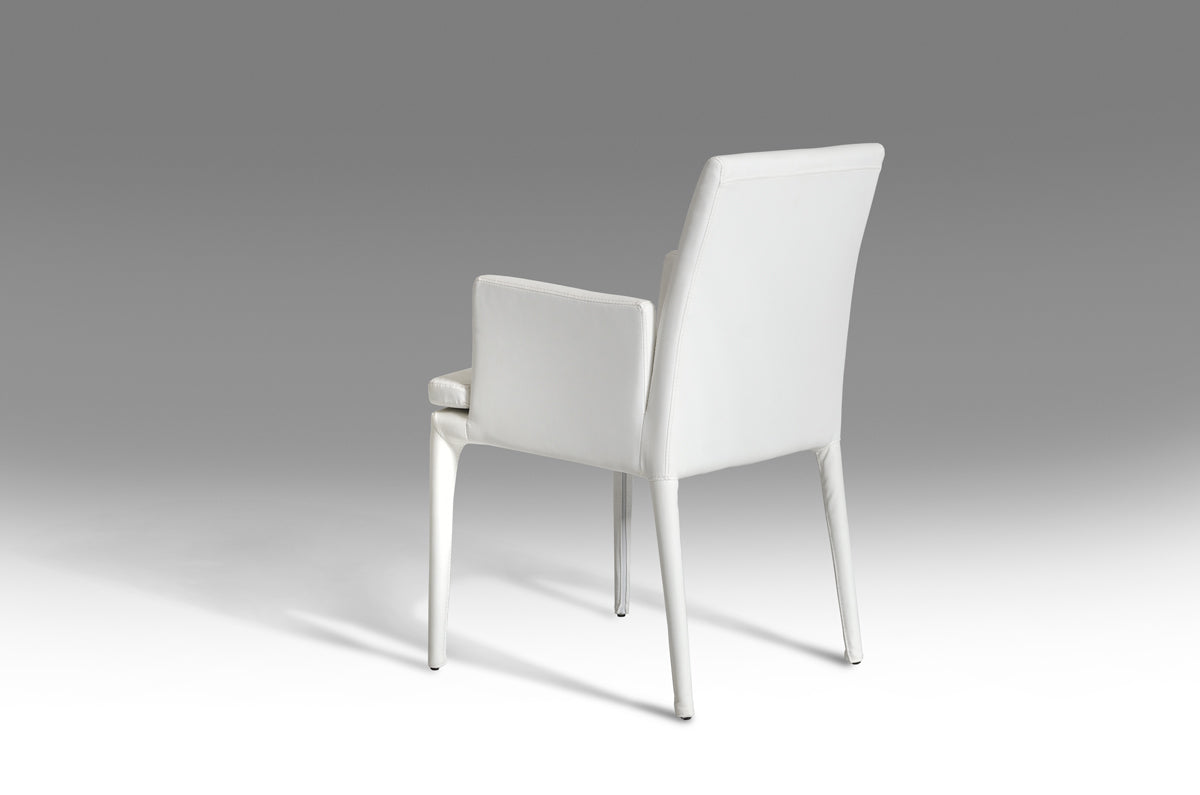 34' White Leatherette And Metal Dining Chair By Homeroots | Dining Chairs | Modishstore - 2