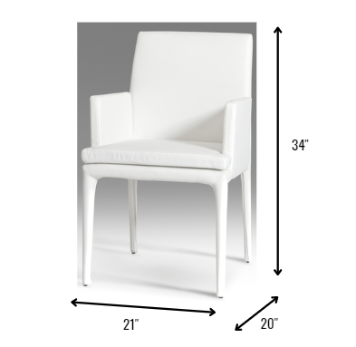 34' White Leatherette And Metal Dining Chair By Homeroots | Dining Chairs | Modishstore - 3