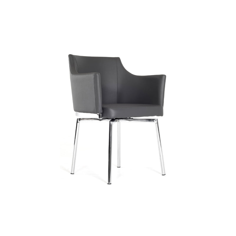 32' Grey Leatherette And Steel Dining Chair By Homeroots | Dining Chairs | Modishstore