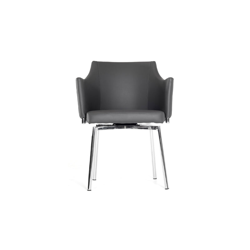 32' Grey Leatherette And Steel Dining Chair By Homeroots | Dining Chairs | Modishstore - 2