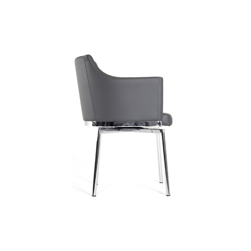 32' Grey Leatherette And Steel Dining Chair By Homeroots | Dining Chairs | Modishstore - 3