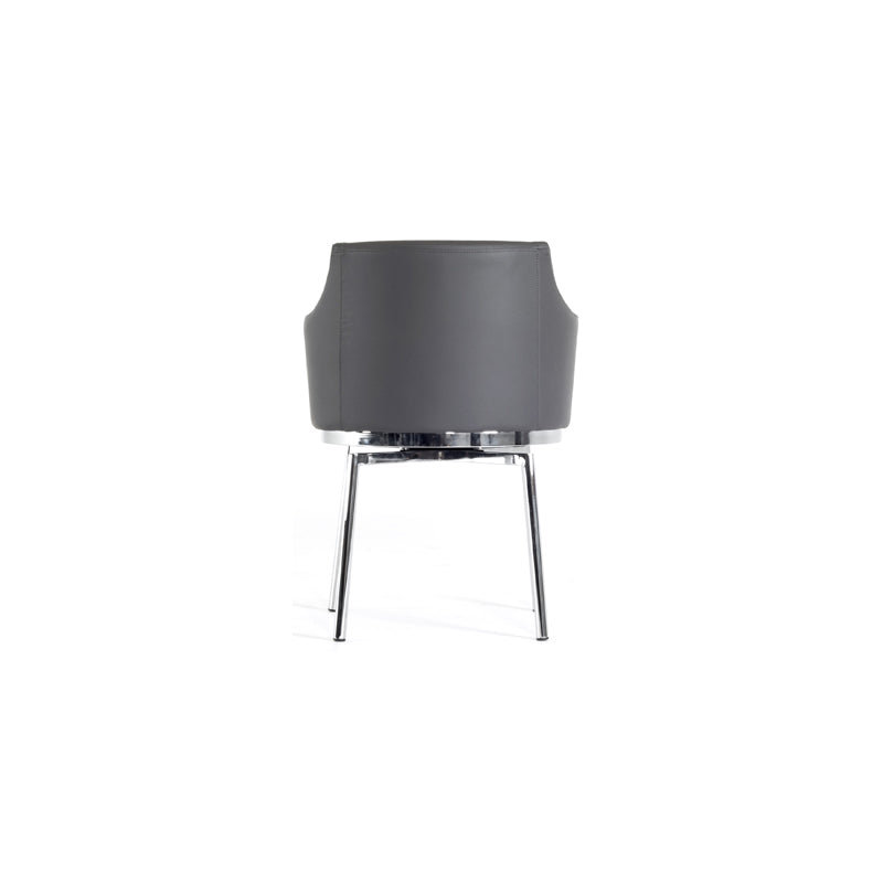 32' Grey Leatherette And Steel Dining Chair By Homeroots | Dining Chairs | Modishstore - 4