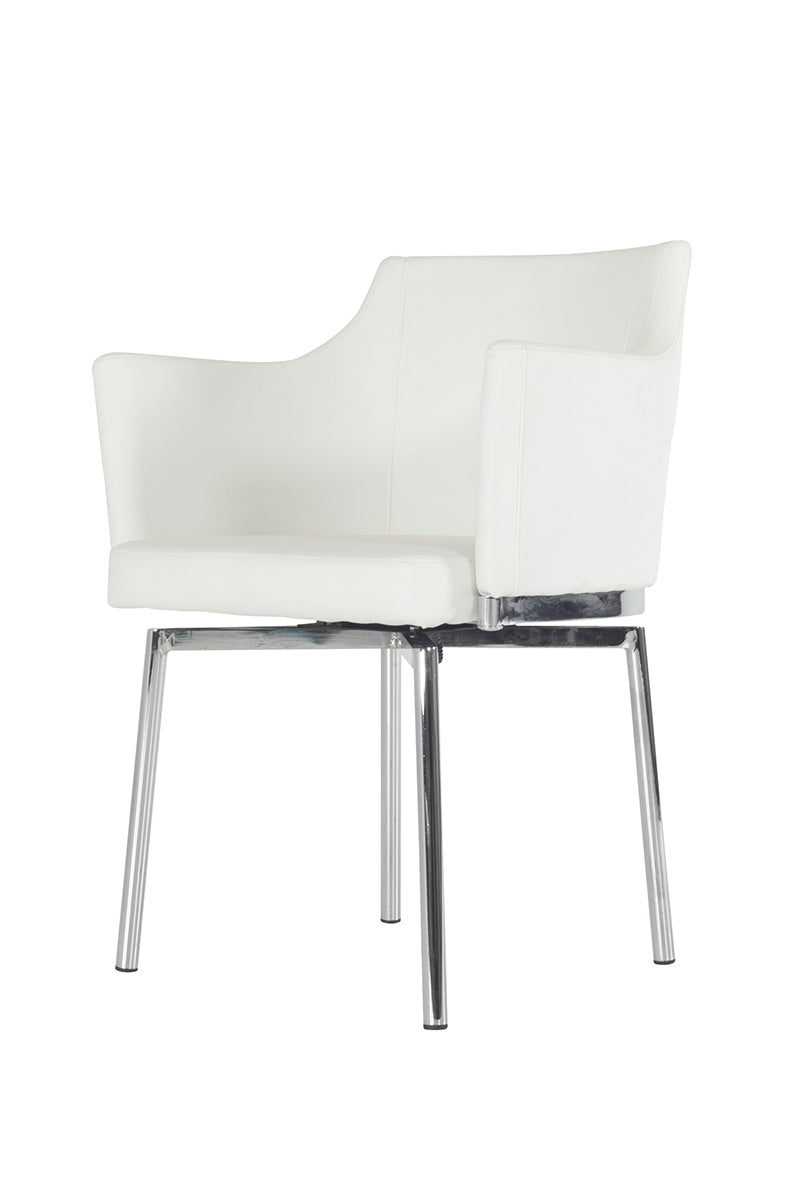 32' White Leatherette And Steel Dining Chair By Homeroots | Dining Chairs | Modishstore
