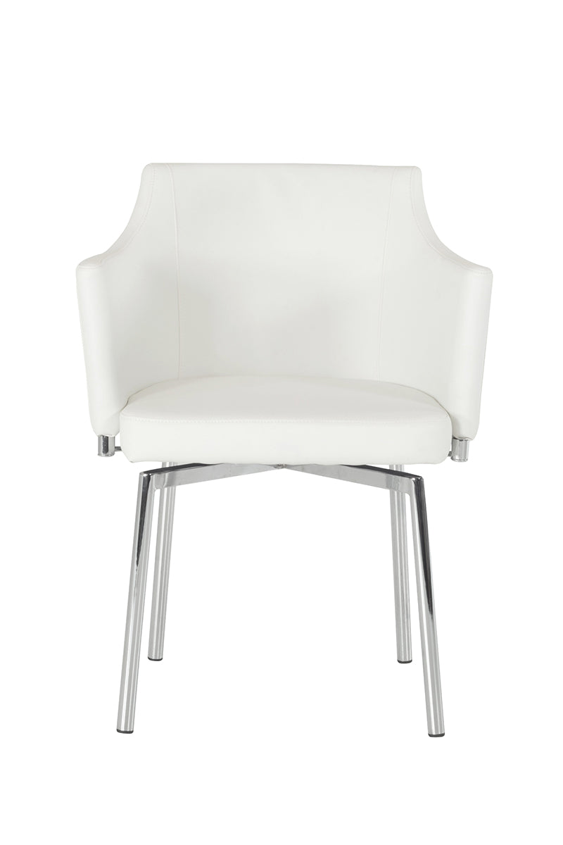32' White Leatherette And Steel Dining Chair By Homeroots | Dining Chairs | Modishstore - 2
