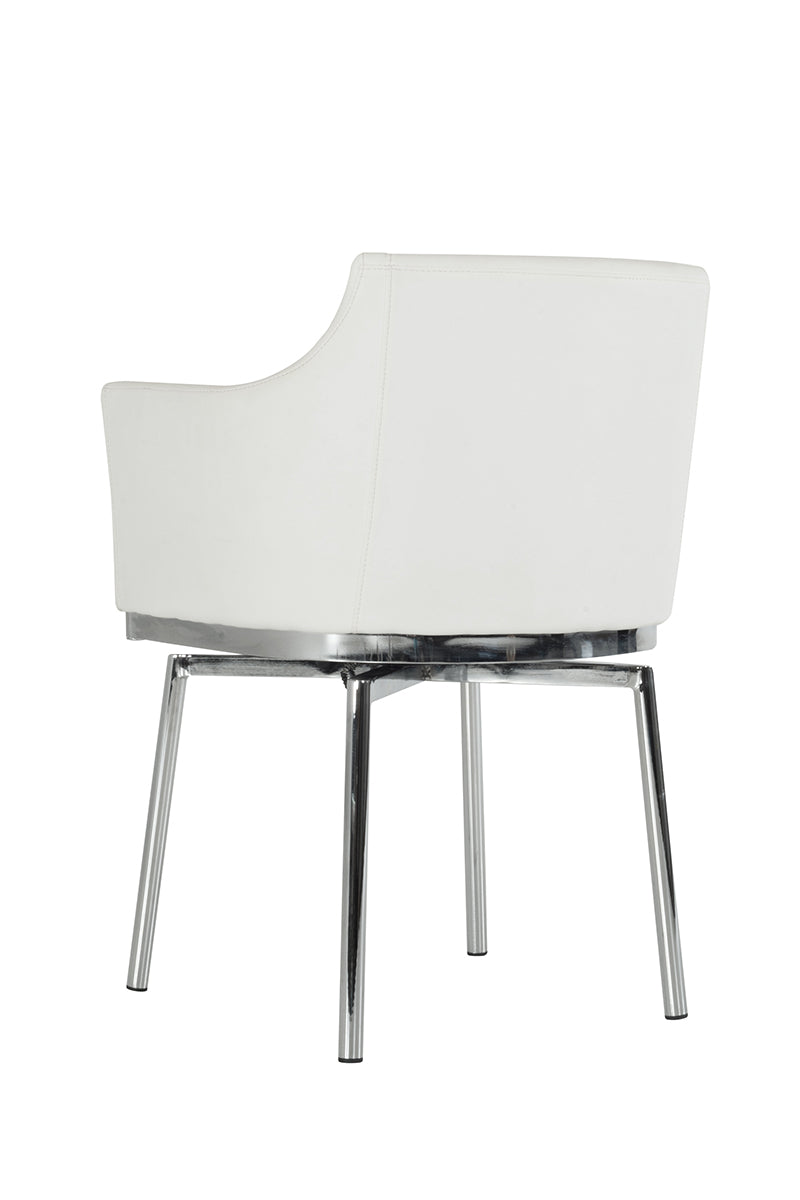 32' White Leatherette And Steel Dining Chair By Homeroots | Dining Chairs | Modishstore - 3