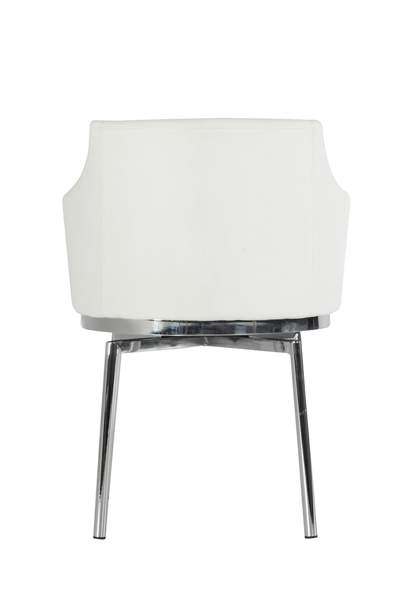 32' White Leatherette And Steel Dining Chair By Homeroots | Dining Chairs | Modishstore - 4