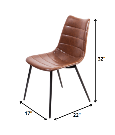 Two 32' Brown Leatherette And Iron Dining Chairs By Homeroots | Dining Chairs | Modishstore - 2