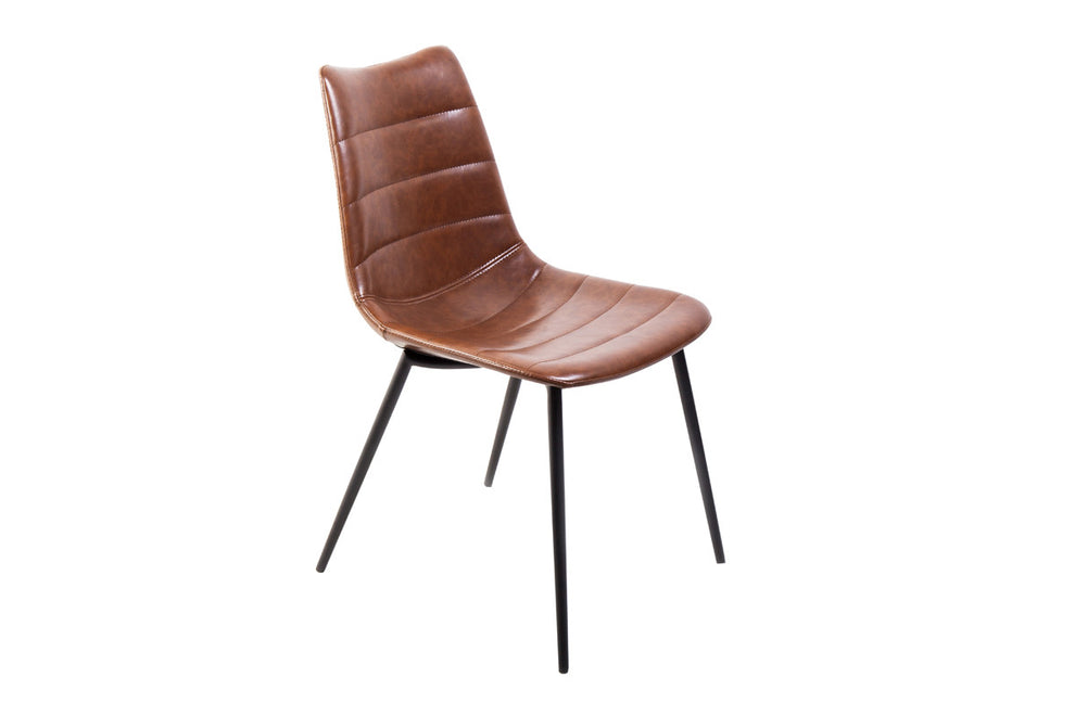 Two 32' Brown Leatherette And Iron Dining Chairs By Homeroots | Dining Chairs | Modishstore - 3