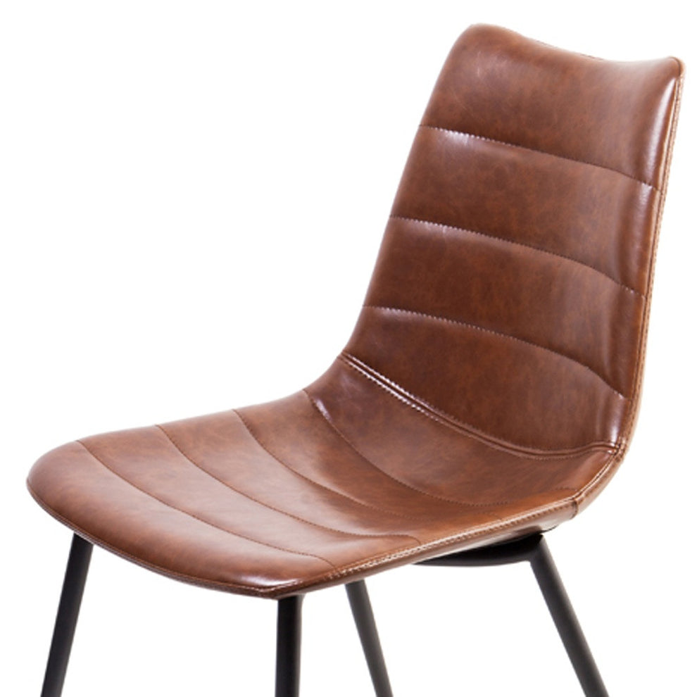 Two 32' Brown Leatherette And Iron Dining Chairs By Homeroots | Dining Chairs | Modishstore - 4