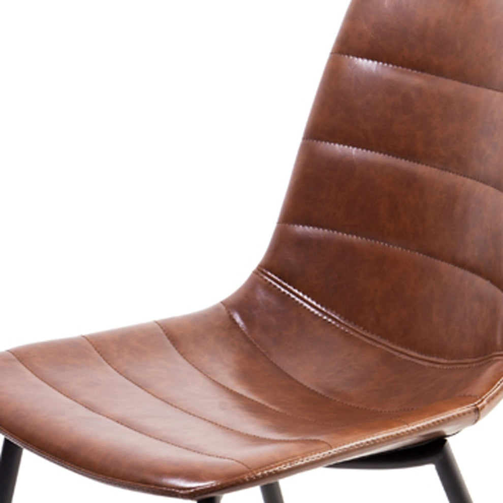 Two 32' Brown Leatherette And Iron Dining Chairs By Homeroots | Dining Chairs | Modishstore - 5