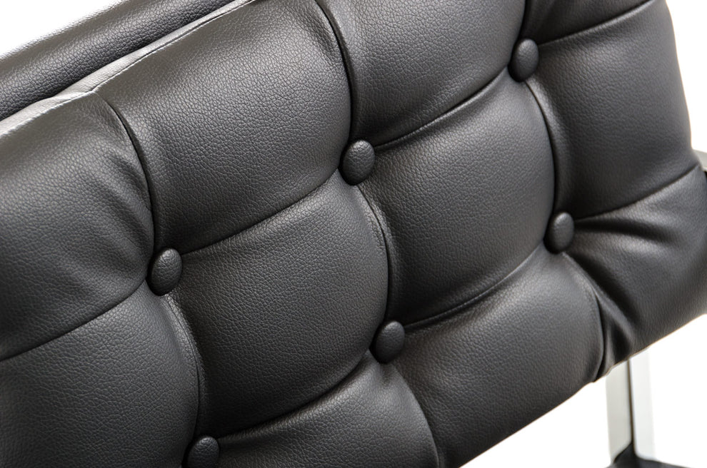 33' Black Leatherette And Steel Dining Arm Chair By Homeroots | Dining Chairs | Modishstore - 3