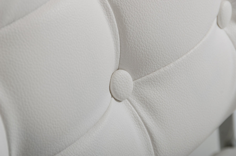 33' White Leatherette And Steel Dining Arm Chair By Homeroots | Dining Chairs | Modishstore - 3