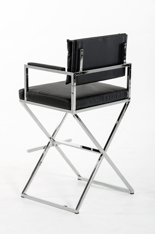 43' Black Leatherette And Steel Bar Stool By Homeroots | Bar Stools | Modishstore - 2