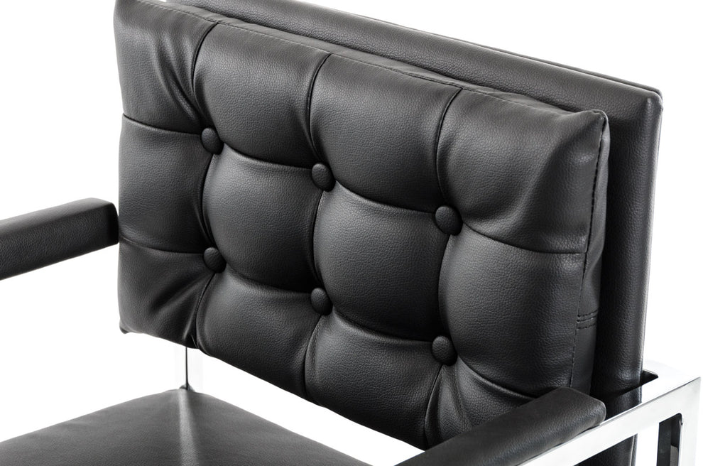 43' Black Leatherette And Steel Bar Stool By Homeroots | Bar Stools | Modishstore - 3