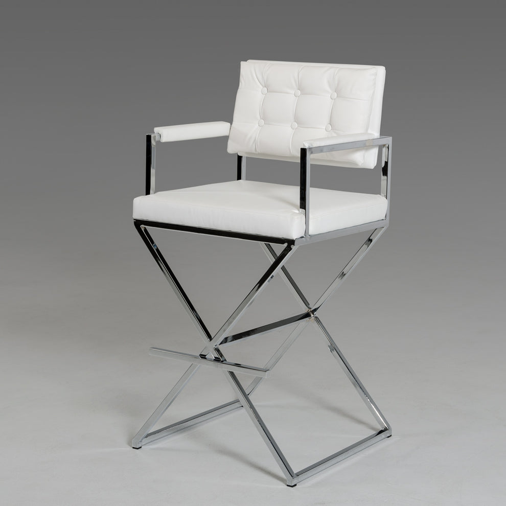 43' Black Leatherette And Steel Bar Stool By Homeroots | Bar Stools | Modishstore - 4
