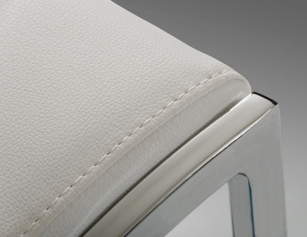 32' White Eco Leather And Steel By Homeroots | Stools | Modishstore - 3