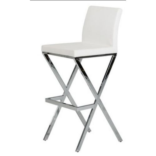 41' White Eco-Leather And Steel Bar Stool (Set Of 2) By Homeroots | Bar Stools | Modishstore - 2