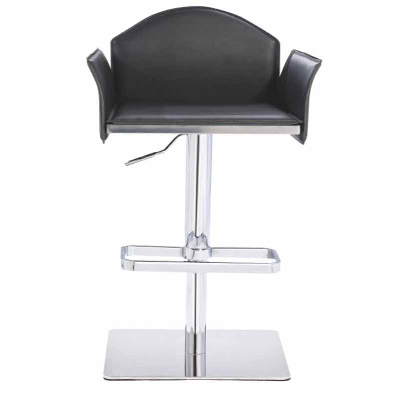 41' Black Eco Leather And Steel Bar Stool By Homeroots | Bar Stools | Modishstore