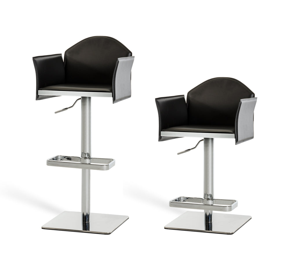 41' Black Eco Leather And Steel Bar Stool By Homeroots | Bar Stools | Modishstore - 2