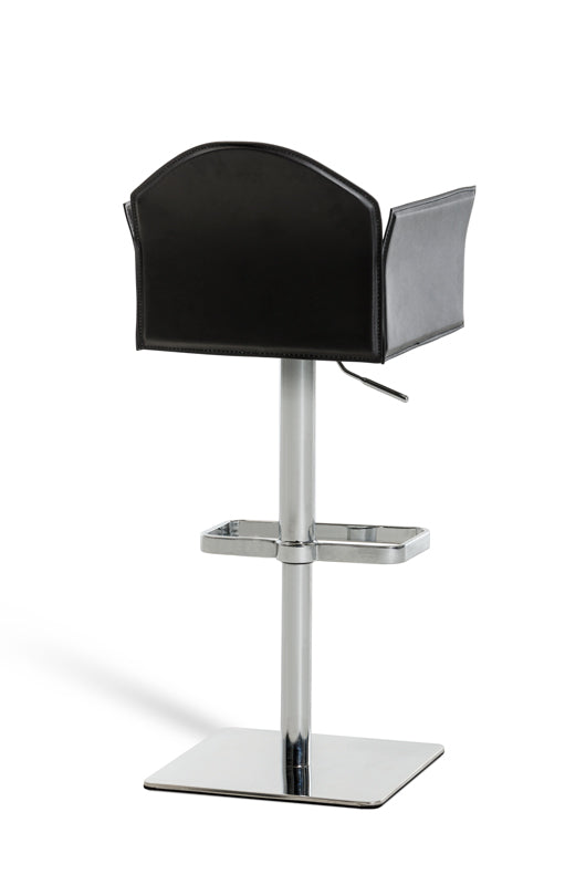 41' Black Eco Leather And Steel Bar Stool By Homeroots | Bar Stools | Modishstore - 3