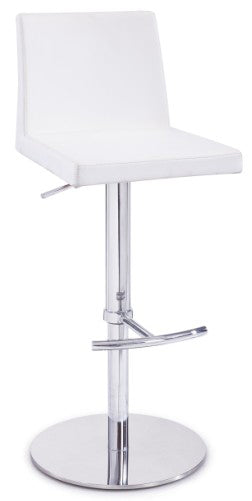 42' White Leatherette And Steel Bar Stool By Homeroots | Bar Stools | Modishstore