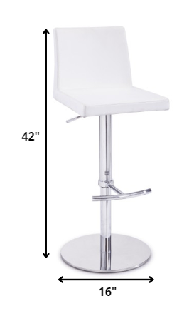 42' White Leatherette And Steel Bar Stool By Homeroots | Bar Stools | Modishstore - 2