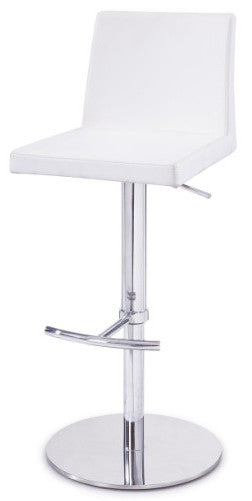 42' White Leatherette And Steel Bar Stool By Homeroots | Bar Stools | Modishstore - 3