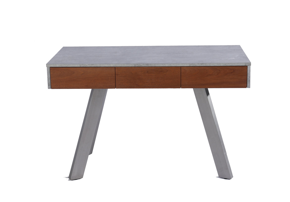 30 Walnut Veneer Metal and Concrete Desk By Homeroots | Desks | Modishstore