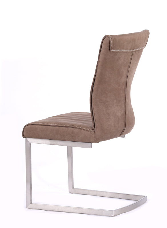 Set Of 2 Brown Fabric And Steel Dining Chair By Homeroots | Dining Chairs | Modishstore - 3