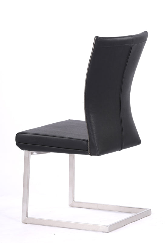 Two 38' Black Leatherette And Steel Dining Chairs By Homeroots | Dining Chairs | Modishstore - 2