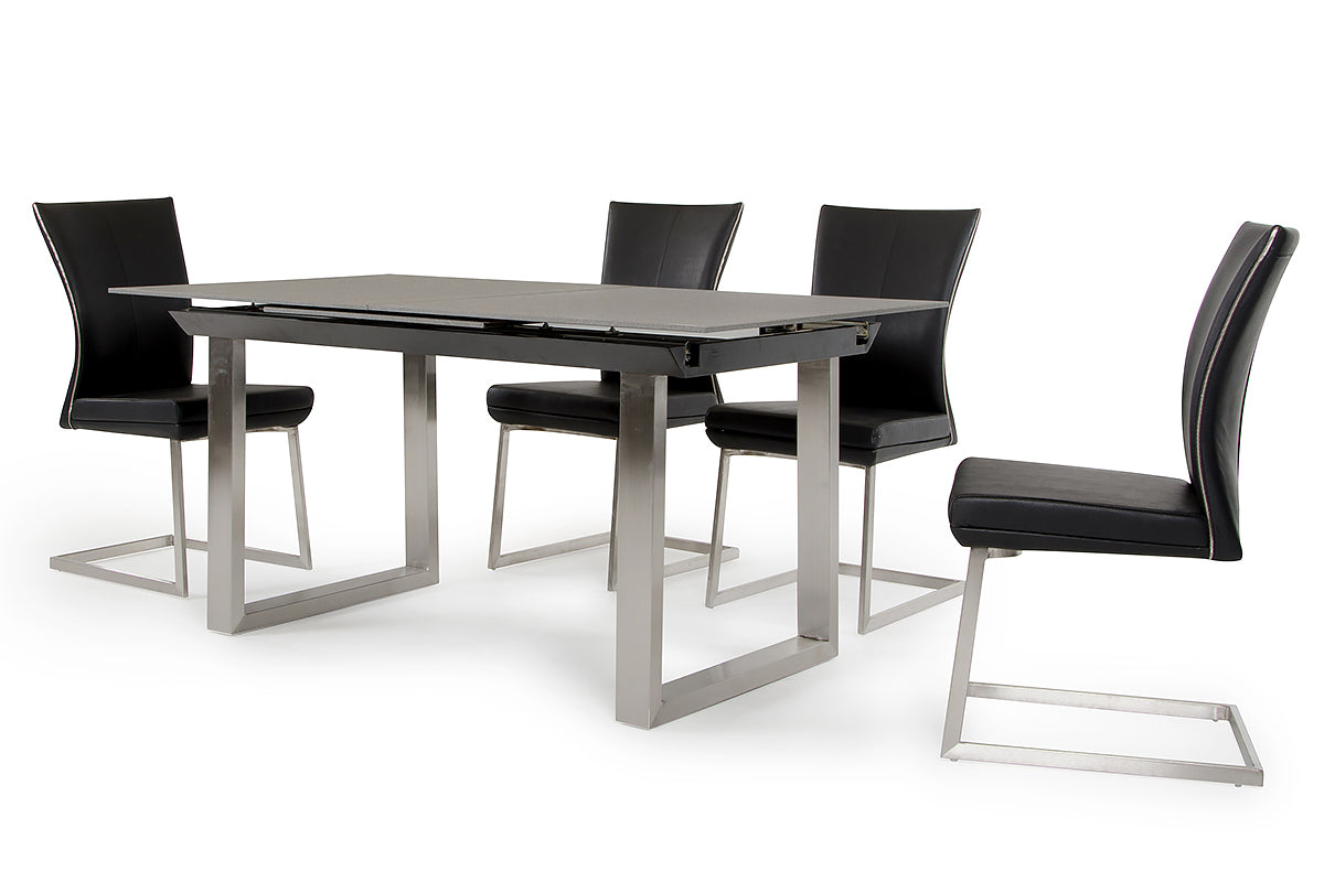 Two 38' Black Leatherette And Steel Dining Chairs By Homeroots | Dining Chairs | Modishstore - 3