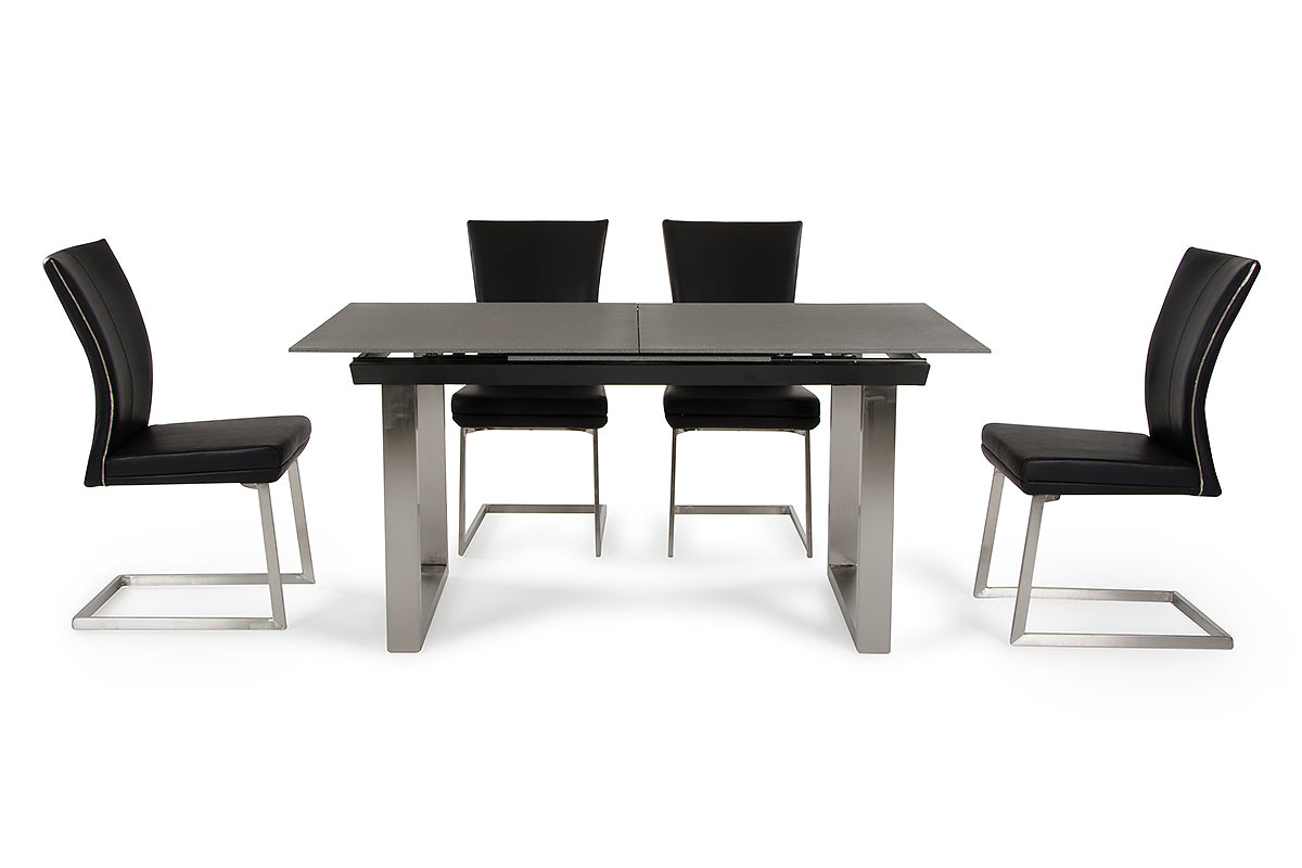 Two 38' Black Leatherette And Steel Dining Chairs By Homeroots | Dining Chairs | Modishstore - 4