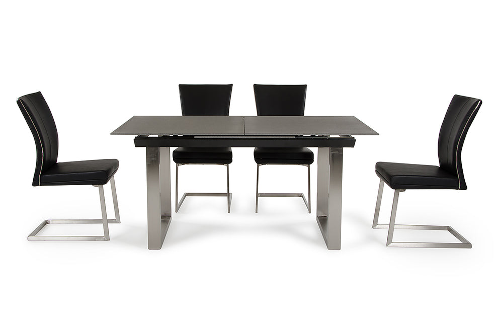 Two 38' Black Leatherette And Steel Dining Chairs By Homeroots | Dining Chairs | Modishstore - 4