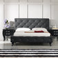 48' Black Leatherette And Mdf Queen Bed With Crystals By Homeroots | Beds | Modishstore