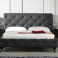 48' Black Leatherette And Mdf Queen Bed With Crystals By Homeroots | Beds | Modishstore - 3