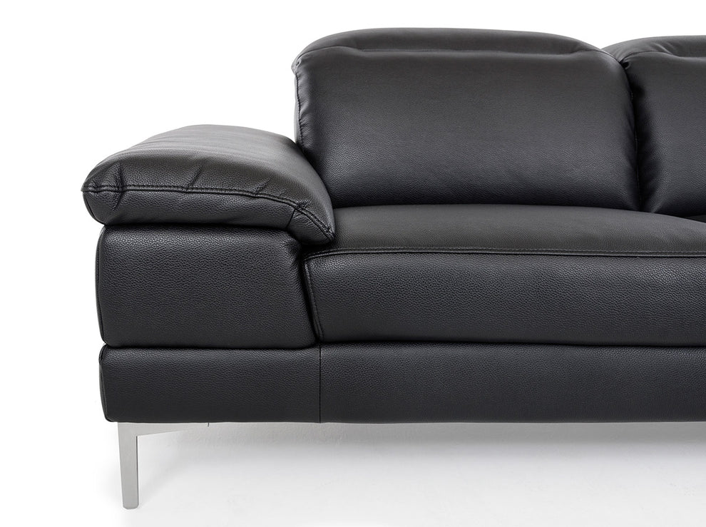 48' Black Eco Leather Wood Steel and Foam Sectional Sofa By Homeroots | Sectional | Modishstore - 2