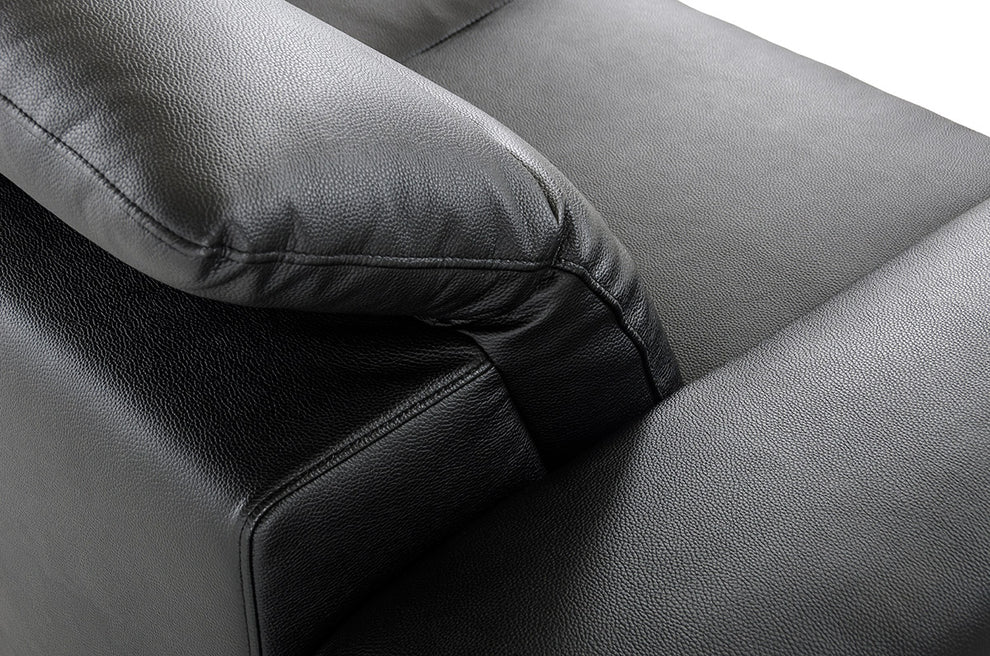 48' Black Eco Leather Wood Steel and Foam Sectional Sofa By Homeroots | Sectional | Modishstore - 3