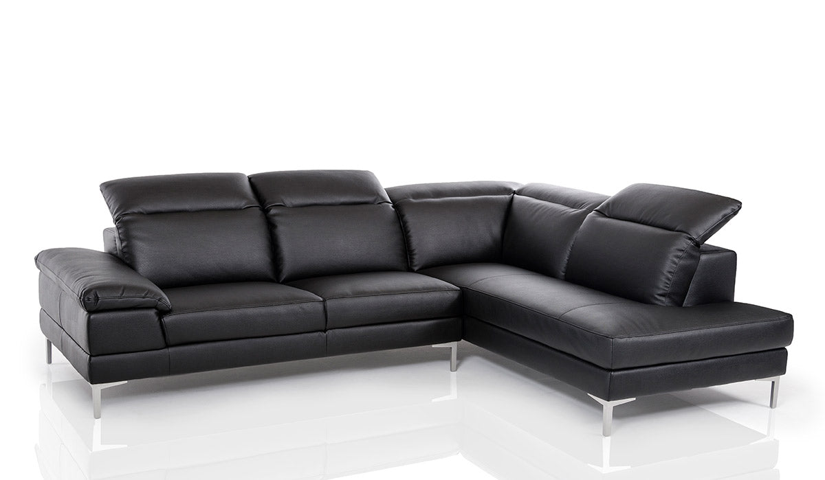 48' Black Eco Leather Wood Steel and Foam Sectional Sofa By Homeroots | Sectional | Modishstore - 4