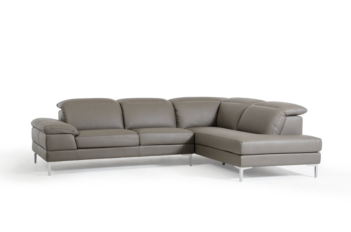 48' Grey Eco Leather Wood Steel and Foam Sectional Sofa By Homeroots | Sofa Set | Modishstore