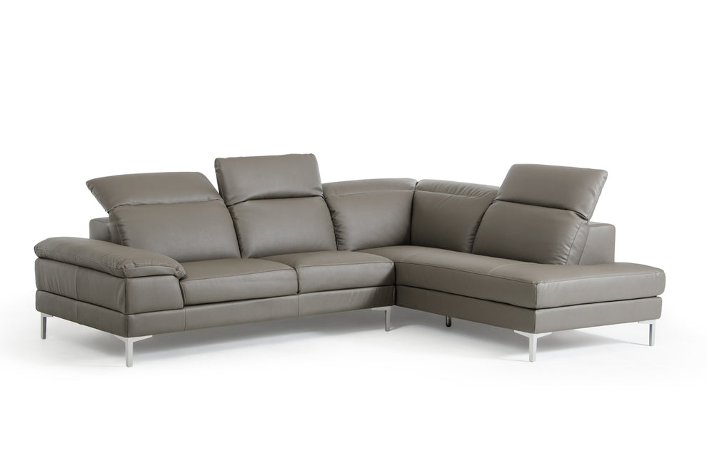 48' Grey Eco Leather Wood Steel and Foam Sectional Sofa By Homeroots | Sofa Set | Modishstore - 3