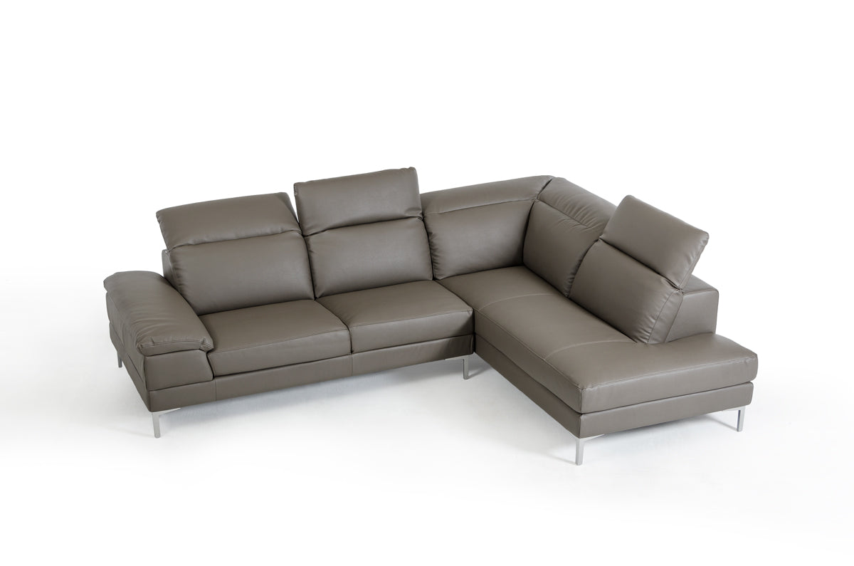48' Grey Eco Leather Wood Steel and Foam Sectional Sofa By Homeroots | Sofa Set | Modishstore - 4